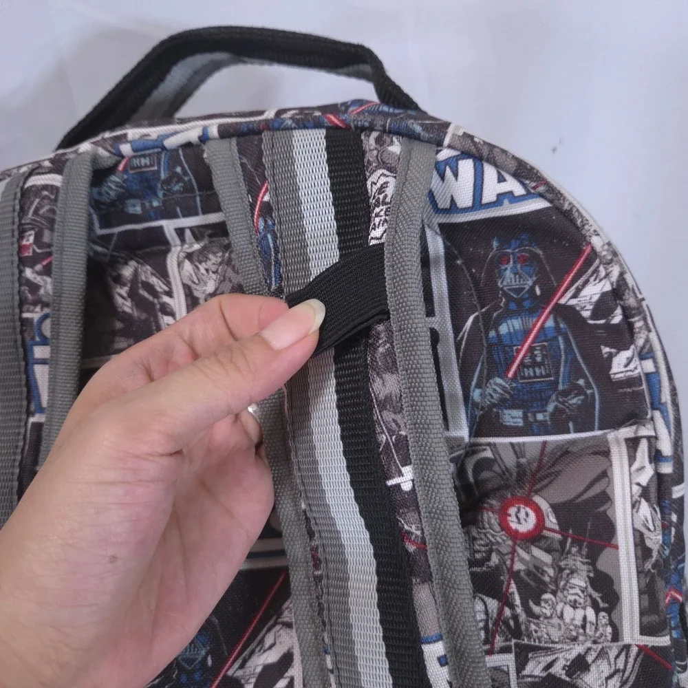 Pottery Barn Kids Star Wars Comic Print 17in Backpack Grey Caleb Personalized